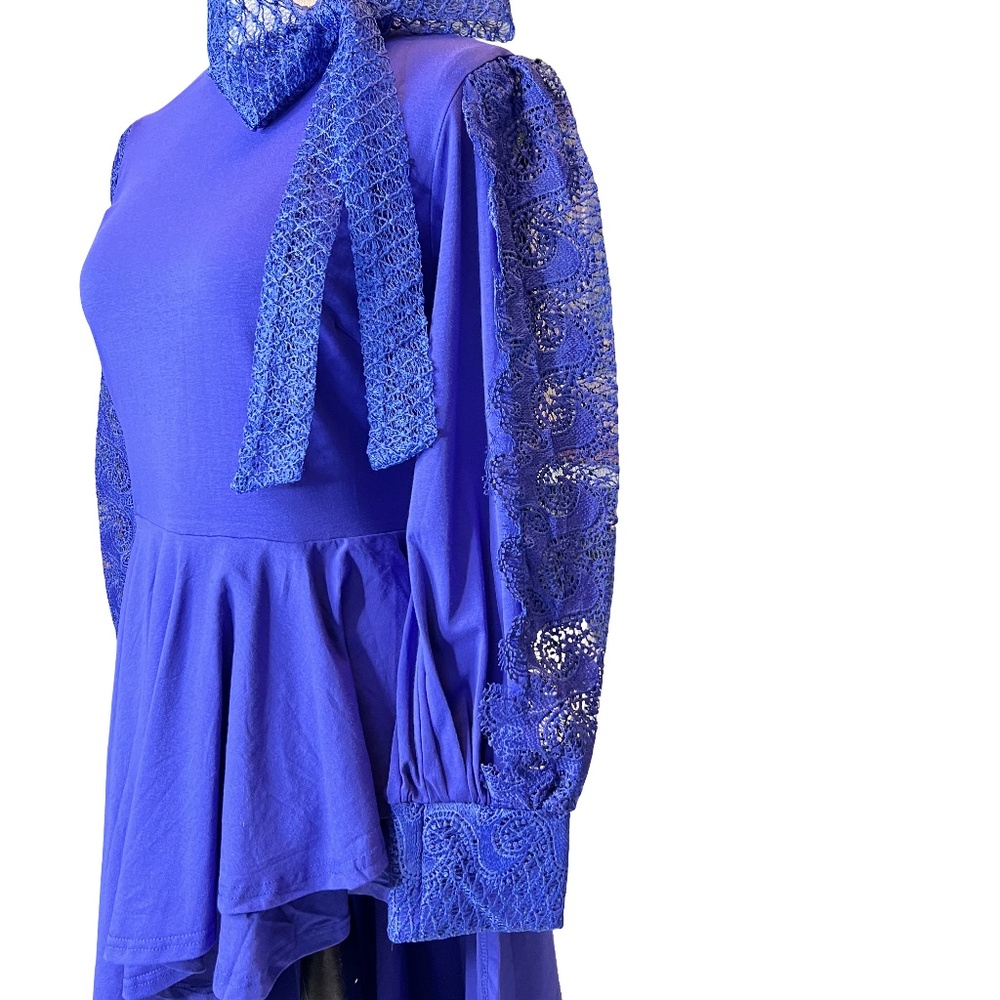#A128   JJ FAIRYLAND Vintage-Inspired  Royal Blue Hi-Lo Hemline Drama NWT  M - Picture 5 of 12